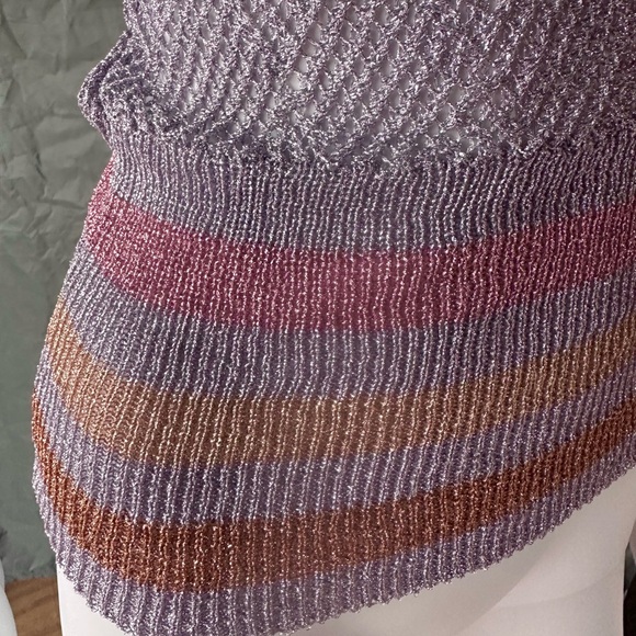 Rare Vintage 80s BOYD Sheer Metallic Knit Mock Neck Dolman Top One Size - Picture 5 of 6